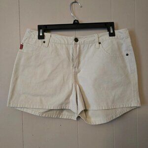 NWT Mudd Ivory Shorts Size 13 Button Pockets Denim Y2K Logo Vintage